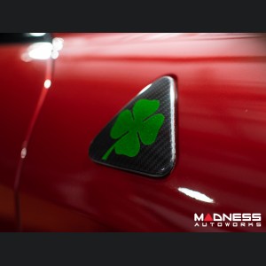  Alfa Romeo Giulia Quadrifoglio (QV) Fender Badge Cover Set - Carbon Fiber - Green Clover